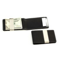 Black Leather Wallet with Credit Card Slots & Stainless Steel Money Clip